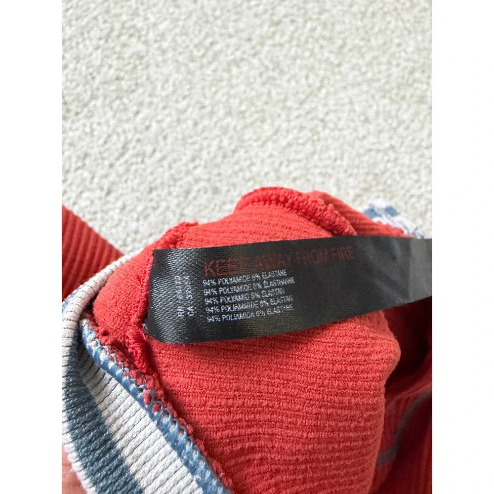 Out From Under Sporty Ribbed Crop Top Size XS/S Red Deep V-Neck